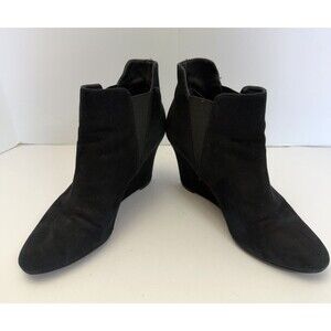 Via Spiga Women's Kenzie Black Suede Wedge Bootie Sz 7M
